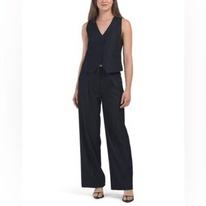 Zac & Rachel SET Dark Wash Wide Leg Pant with Vest (fits 36D)